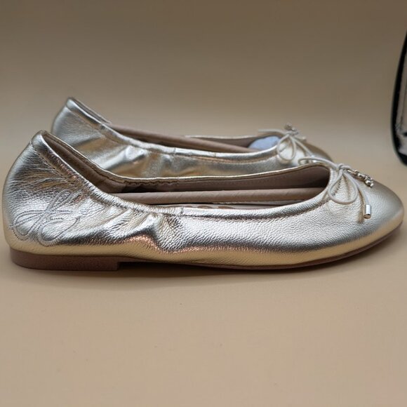 Sam Edelman Girls Size 1 M Felicia Ballet FlatsMedallion Gold Leather NEW